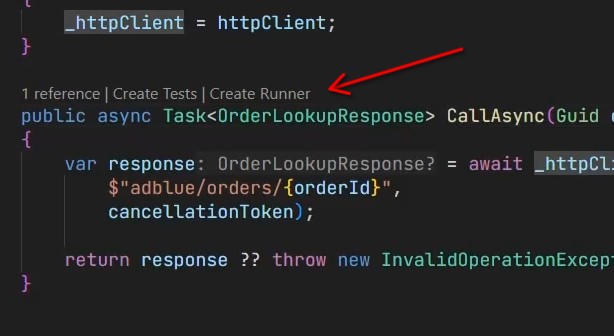 Create Runner CodeLens