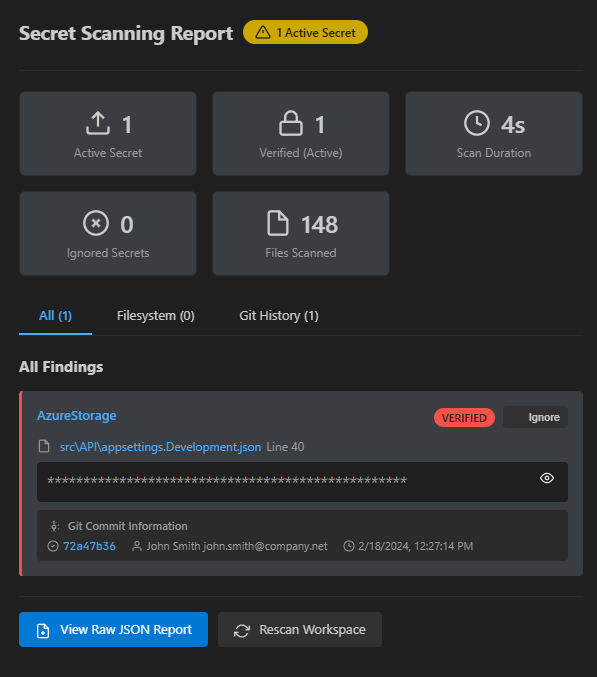 Secret Scanning Interface
